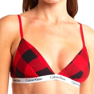 Calvin Klein Red and Black Plaid Bra NWT